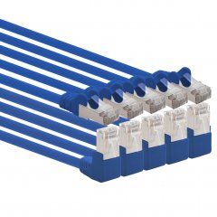 1aTTack 10m 5x LAN Kabel CAT6 S-FTP RJ45 Netzwerkkabel Patchkabel 90�-gerade blau