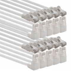 1aTTack LAN Kabel 10m 10x CAT6 S-FTP RJ45 Netzwerkkabel Patchkabel 90�-gerade wei�
