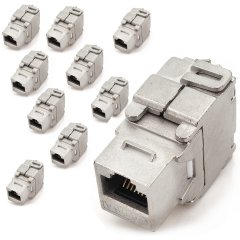 1aTTack 10x Cat6A Keystone 500MHz werkzeuglos AWG 22-26 Druckguss geschirmt zertifiziert