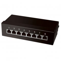 1aTTack Patchpanel CAT6 8 Port schwarz RJ45 Verteilerfeld TIA 568 A/B