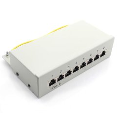 1aTTack Patchpanel CAT6 8 Port wei� RJ45 Verteilerfeld TIA 568 A/B