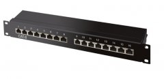 1aTTack Patchpanel CAT6 16 Port schwarz RJ45 Verteilerfeld TIA 568 A/B
