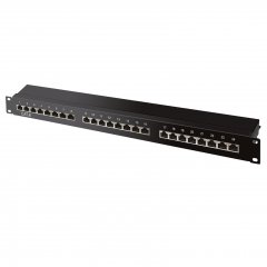 1aTTack Patchpanel CAT6 24 Port schwarz RJ45 Verteilerfeld TIA 568 A/B