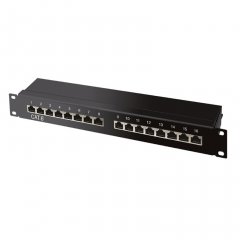 1aTTack Patchpanel CAT6a 16 Port schwarz RJ45 Verteilerfeld TIA 568 A/B