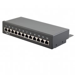 1aTTack Patchpanel CAT6 12 Port schwarz RJ45 Verteilerfeld TIA 568 A/B