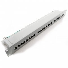 1aTTack Patchpanel CAT6 24 Port wei� RJ45 Verteilerfeld TIA 568 A/B