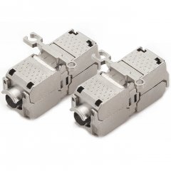 1aTTack 2x Cat6A Keystone Verbinder werkzeuglos Schneidklemme AWG 22-26 Bronze vernickelt silber