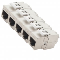 1aTTack 5x Cat6A Keystone 180� werkzeuglos RJ45 Buchse AWG 23-26 geschirmt vernickelt silber