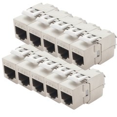 1aTTack 10x Cat6A Keystone 180� werkzeuglos RJ45 Buchse AWG 23-26 geschirmt vernickelt silber
