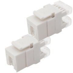 1aTTack 2x Cat6 Keystone ungeschirmt RJ45 Buchse AWG 23-26 Schneidklemme Staubschutz wei�