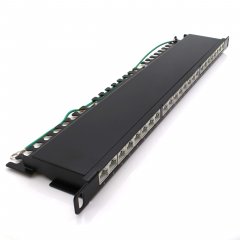 1aTTack Patchpanel CAT6a SLIM 24 Port schwarz RJ45 Verteilerfeld TIA 568 A/B