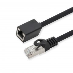 1aTTack Lan Kabel 0.5m Cat7 Verl�ngerung Adapter Ethernetkabel RJ45 Cat6a Stecker Buchse 1x schwarz