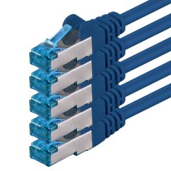 1aTTack LAN Kabel 0,25m 5x CAT6a S-FTP PIMF RJ45 Netzwerkkabel Patchkabel blau