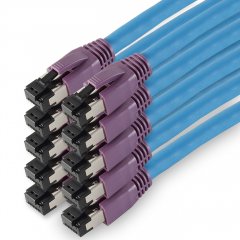 1aTTack CAT 8 rund SFTP LAN-Kabel 1m Ethernet Patchkabel 40 Gb/s LSZH AWG24 10 St�ck Blau