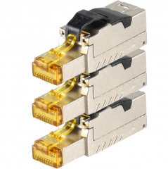 1aTTack 3x CAT8 Netzwerkstecker RJ45 werkzeuglos geschirmt Metallgeh�use 40Gbit/s