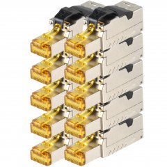1aTTack 10x CAT8 Netzwerkstecker RJ45 werkzeuglos geschirmt Metallgeh�use 40Gbit/s