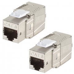 1aTTack 2x CAT8 Keystone Modul RJ45 vollgeschirmt STP werkzeugfrei Snap-in 40Gbit/s AWG22-24