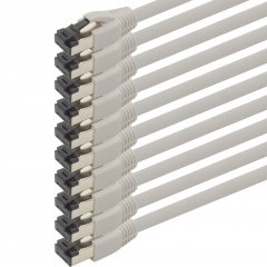 1aTTack Cat.8 Netzwerkkabel 0,5m 2000 MHz 40 Gbit/s 10x Grau Ethernetkabel Patchkabel S/FTP LSZH