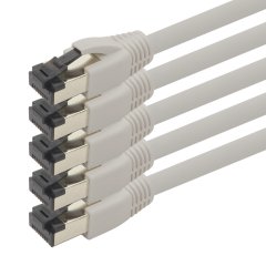 1aTTack Cat.8 Netzwerkkabel 1,5m 2000 MHz 40 Gbit/s 5x Grau Ethernetkabel Patchkabel S/FTP LSZH