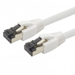 1aTTack Cat.8 Netzwerkkabel 1,5m 2000 MHz 40 Gbit/s 1x Weiss Ethernetkabel Patchkabel S/FTP LSZH