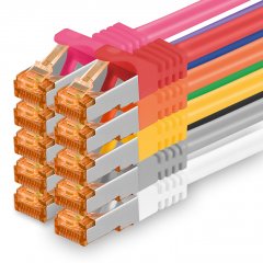 1aTTack Lan Kabel 5m Cat7 S/FTP PiMF Patch-Ethernetkabel RJ45 CAT6a Stecker 10 Farben