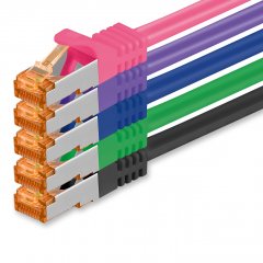 1aTTack Lan Kabel 0.5m Cat7 S/FTP PiMF Patch-Ethernetkabel RJ45 CAT6a Stecker 5-farben