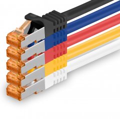 1aTTack Lan Kabel 0.5m Cat7 S/FTP PiMF Patch-Ethernetkabel RJ45 CAT6a Stecker 5-farben