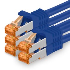 1aTTack Lan Kabel 1m Cat7 S/FTP PiMF Patch-Ethernetkabel RJ45 CAT6a Stecker 5x blau