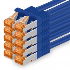1aTTack Lan Kabel 0.5m Cat7 S/FTP PiMF Patch-Ethernetkabel RJ45 CAT6a Stecker 10x blau