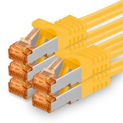 1aTTack Lan Kabel 0.5m Cat7 S/FTP PiMF Patch-Ethernetkabel RJ45 CAT6a Stecker 5x gelb