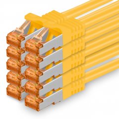 1aTTack Lan Kabel 0.5m Cat7 S/FTP PiMF Patch-Ethernetkabel RJ45 CAT6a Stecker 10x gelb
