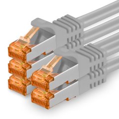 1aTTack Lan Kabel 0.5m Cat7 S/FTP PiMF Patch-Ethernetkabel RJ45 CAT6a Stecker 5x grau