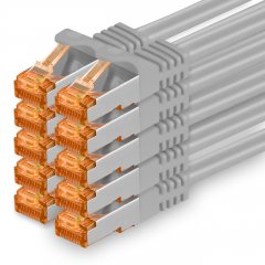 1aTTack Lan Kabel 2m Cat7 S/FTP PiMF Patch-Ethernetkabel RJ45 CAT6a Stecker 10x grau