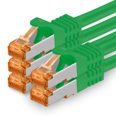 1aTTack Lan Kabel 2m Cat7 S/FTP PiMF Patch-Ethernetkabel RJ45 CAT6a Stecker 5x gr�n