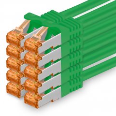1aTTack Lan Kabel 0.25m Cat7 S/FTP PiMF Patch-Ethernetkabel RJ45 CAT6a Stecker 10x gr�n