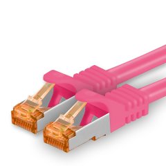 1aTTack Lan Kabel 15m Cat7 S/FTP PiMF Patch-Ethernetkabel RJ45 CAT6a Stecker 1x magenta