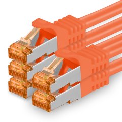 1aTTack Lan Kabel 1.5m Cat7 S/FTP PiMF Patch-Ethernetkabel RJ45 CAT6a Stecker 5x orange