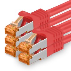 1aTTack Lan Kabel 5m Cat7 S/FTP PiMF Patch-Ethernetkabel RJ45 CAT6a Stecker 5x rot