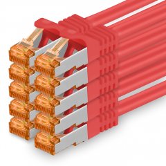 1aTTack Lan Kabel 3m Cat7 S/FTP PiMF Patch-Ethernetkabel RJ45 CAT6a Stecker 10x rot