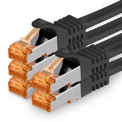 1aTTack Lan Kabel 0.25m Cat7 S/FTP PiMF Patch-Ethernetkabel RJ45 CAT6a Stecker 5x schwarz