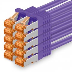 1aTTack Lan Kabel 2m Cat7 S/FTP PiMF Patch-Ethernetkabel RJ45 CAT6a Stecker 10x violett