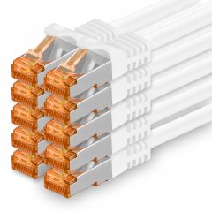 1aTTack Lan Kabel 0.5m Cat7 S/FTP PiMF Patch-Ethernetkabel RJ45 CAT6a Stecker 10x wei�