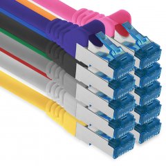 1aTTack CAT6a Ethernet 0,5m Netzwerkkabel RJ45 Patchkabel SFTP PIMF 10Gbit/s 10x 10-Farben