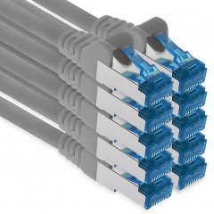 1aTTack CAT6a Ethernet 2m Netzwerkkabel RJ45 Patchkabel SFTP PIMF 10Gbit/s 10x Grau