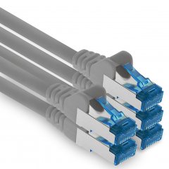 1aTTack CAT6a Ethernet 5m Netzwerkkabel RJ45 Patchkabel SFTP PIMF 10Gbit/s 5x Grau