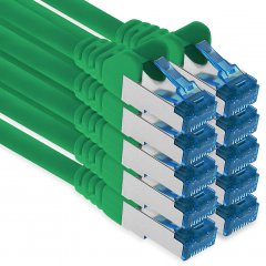 1aTTack CAT6a Ethernet 0,25m Netzwerkkabel RJ45 Patchkabel SFTP PIMF 10Gbit/s 10x Gr�n
