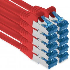 1aTTack CAT6a Ethernet 3m Netzwerkkabel RJ45 Patchkabel SFTP PIMF 10Gbit/s 10x Rot