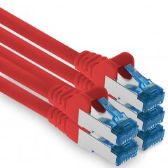 1aTTack CAT6a Ethernet 1m Netzwerkkabel RJ45 Patchkabel SFTP PIMF 10Gbit/s 5x Rot