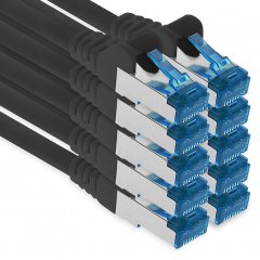 1aTTack CAT6a Ethernet 7,5m Netzwerkkabel RJ45 Patchkabel SFTP PIMF 10Gbit/s 10x Schwarz