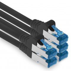 1aTTack CAT6a Ethernet 7,5m Netzwerkkabel RJ45 Patchkabel SFTP PIMF 10Gbit/s 5x Schwarz